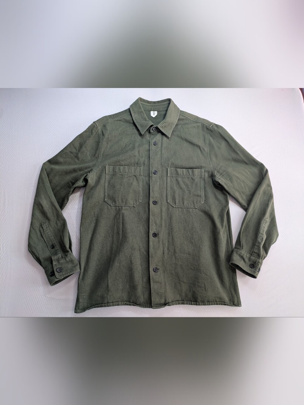 ARKET Green Workwear Overshirt Shacket Button Front Utility Jacket Size 52 L